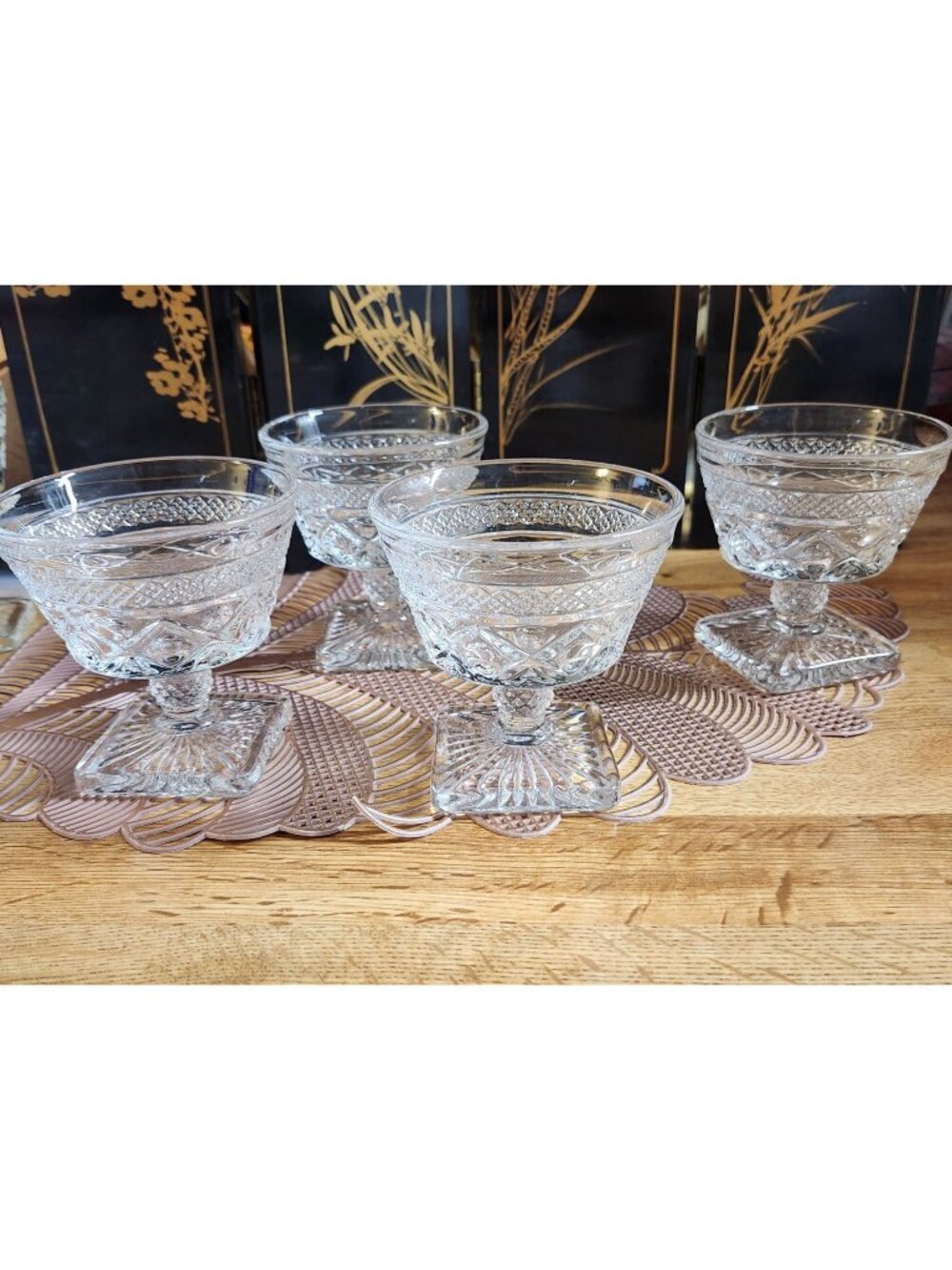 Vintage Champagne Coupe Glasses Cape Cod Imperial Glass Goblets Set of 4